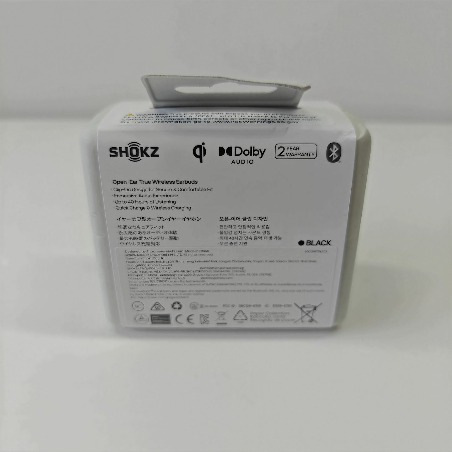 New Shokz OpenDots ONE Open Ear True Wireless Earbuds Black SHOKZ E310