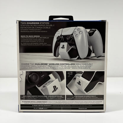 New PowerA Twin Charging Station Black/White 1516956-01 For Playstation 5 PS5