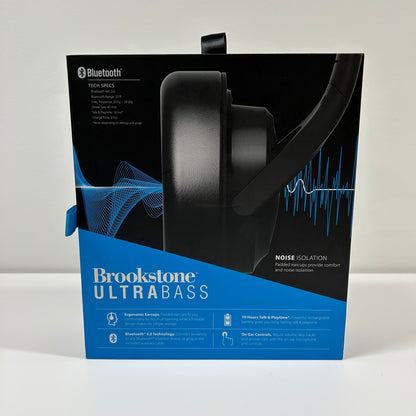 New Brookstone UltraBass Noise Isolating Wireless Headphones Black BSBTH250BK