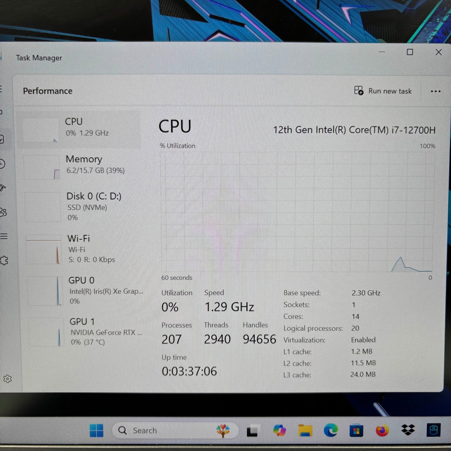 Acer Predator PT314-52S 14" i7-12700H 2.3GHz 16GB RAM 1TB SSD GeForce RTX 3060