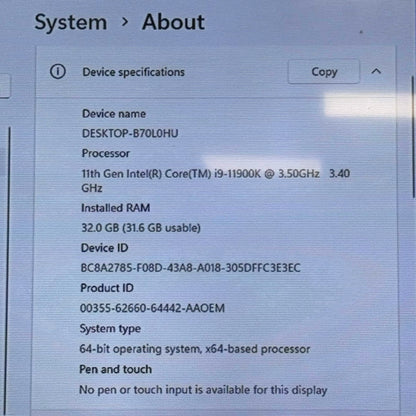 Dell XPS 8940 Core i9-11900K 3.5GHz 32GB RAM 1TB HDD 1TB SSD GeForce RTX 3060 Ti