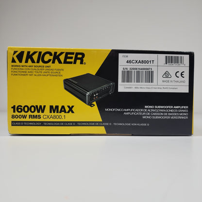 New Kicker CXA8001 800W 1 Channel Mono Subwoofer Amplifier